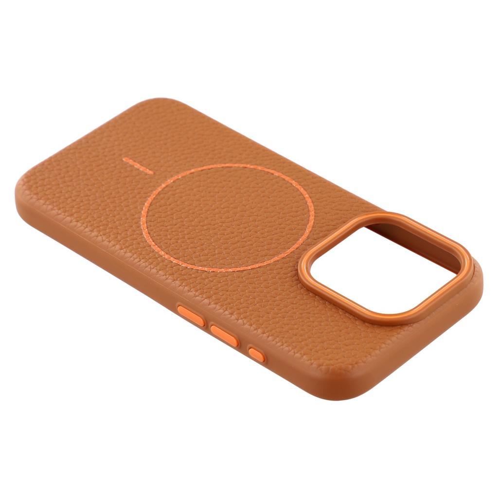 For iPhone 15 Pro Magnetic Case Litchi Texture TPU Phone Cover Compatible with MagSafe