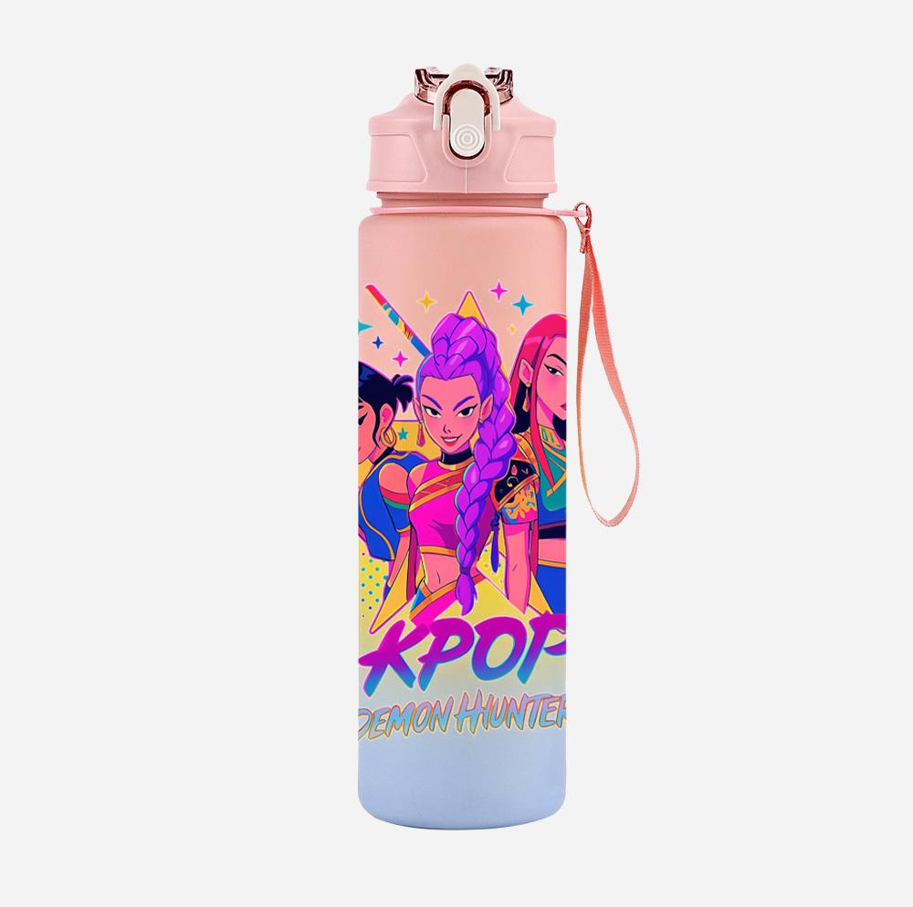 Anime Cartoon K-Pop Demon Hunters Printed 750Ml Water Bottle Large Capacity Drinking Cup Portable Outdoor Sports Water Cup Children Gift
