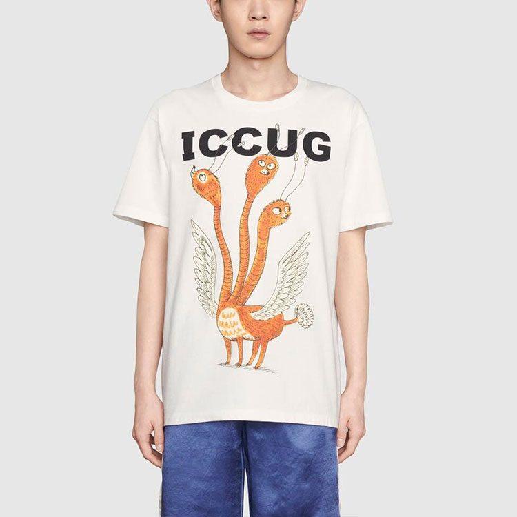 GUCCI T Shirts Men's Beige Crew Neck Moderate 548334-XJDJV-9095