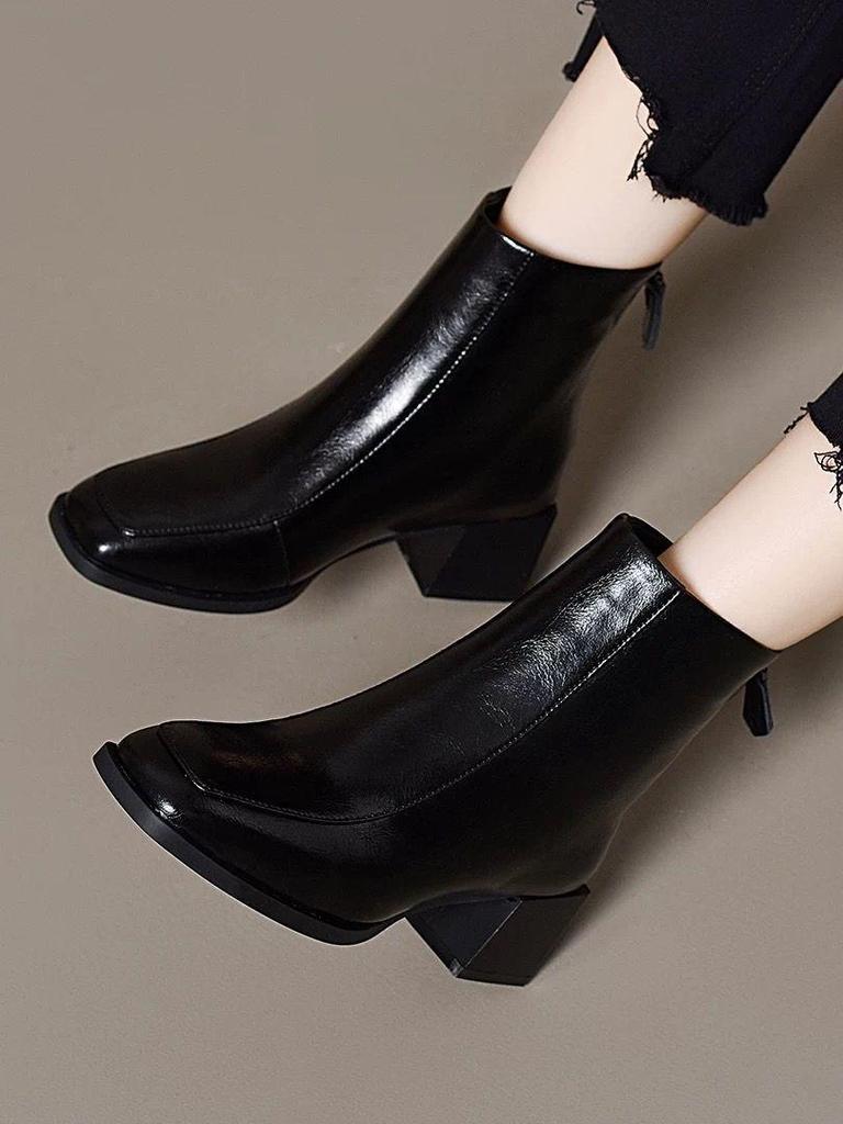 Chelsea Western-Style Ankle Boots for Women - 2025 Autumn/Winter French Retro Mid-Heel Warm Cotton Boots