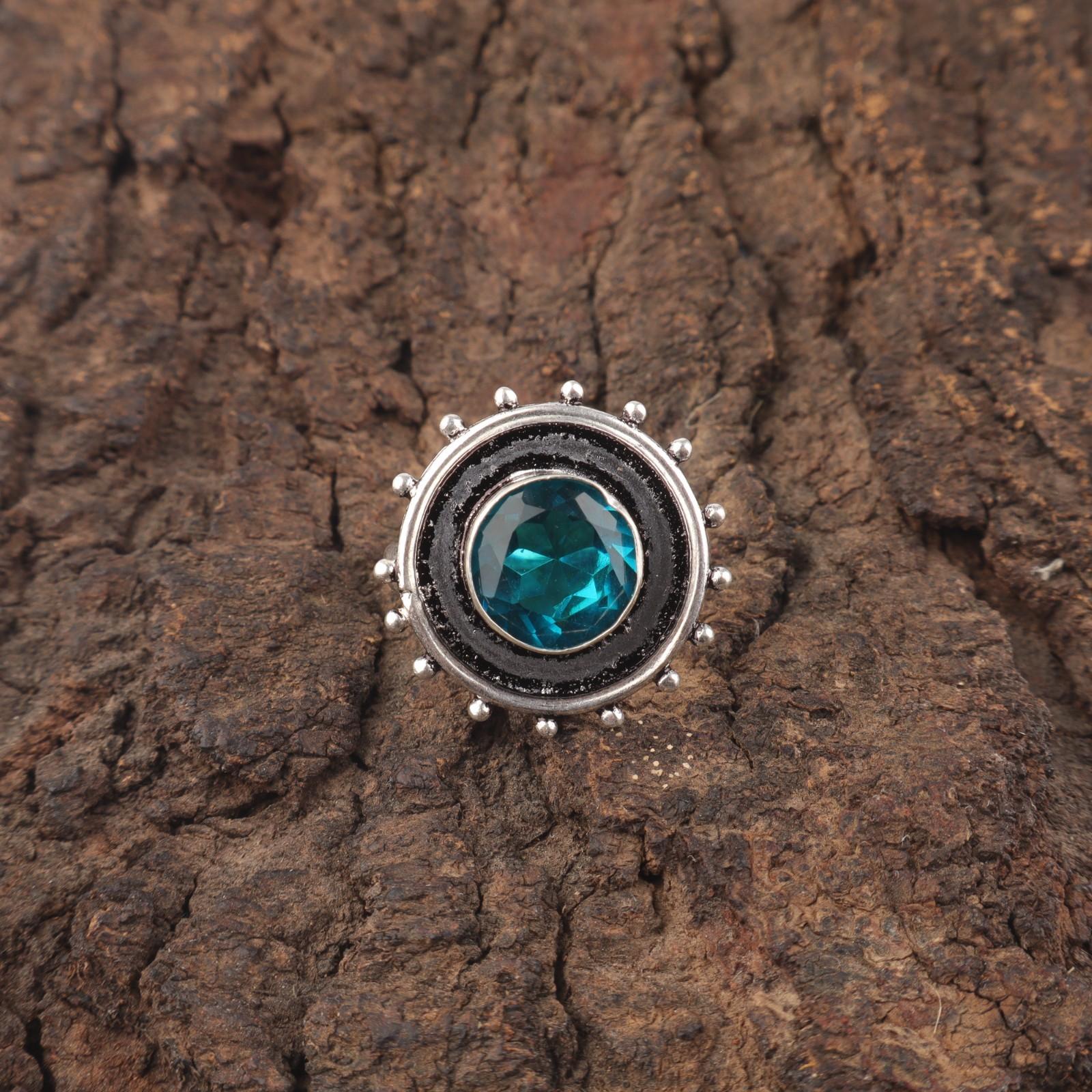 

Round Apatite Stone Birthday Eternity Sisters Gift Throat Chakra Ring 925 Silver RR-49-11 15