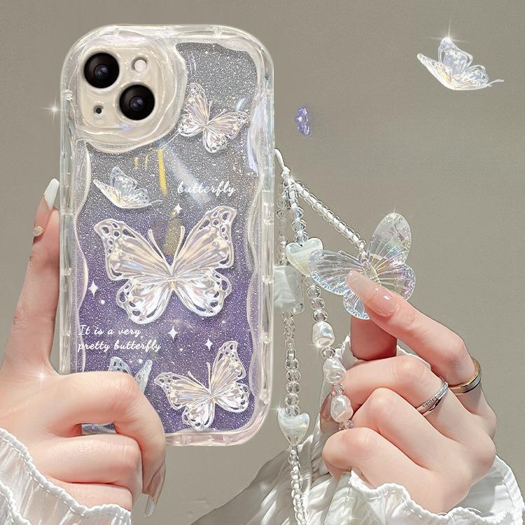 

Подходит для чехла для мобильного телефона Apple 15 Iphone14pro Градиентная цепочка с бабочками 13 Прозрачный силикон Xs Полная защита от падений iPhone 6s