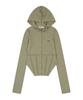 Slim Corset Hood Cardigan [Khaki]