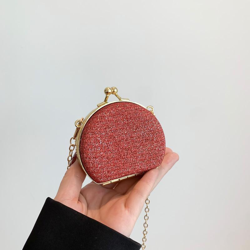 

Korean niche design fresh and sweet versatile chain round solid color bag women s bag casual oblique span shoulder bag червоний