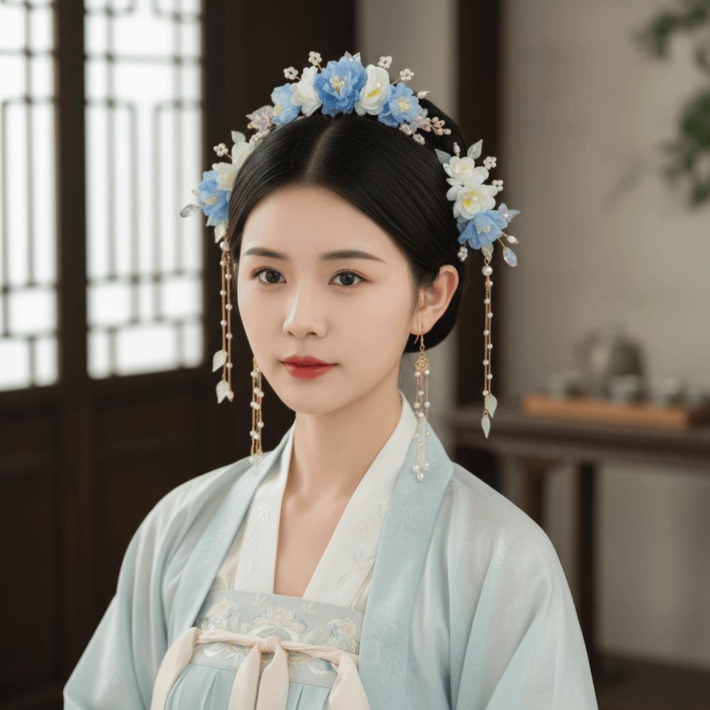 Tassel Hanfu Hair Stick Earring Flower Hair Comb Chinese Style Hairpin Set  Hairstyle Design Tool