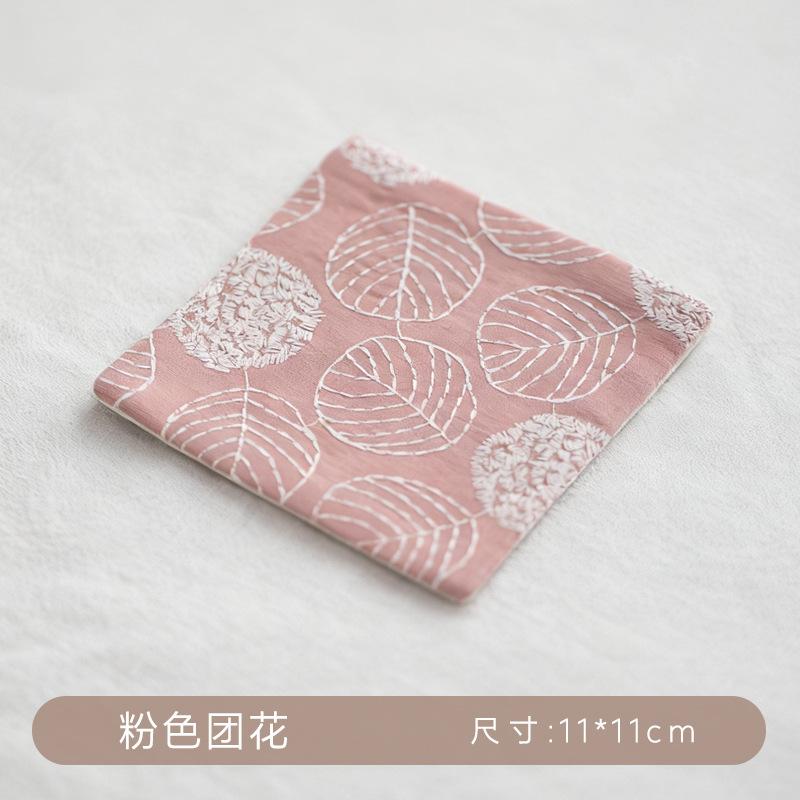 Wind embroidery coaster Fabric Christmas placemat Cross-border absorbent tea saucer Creative coffee coaster Bowl mat Insulation mat