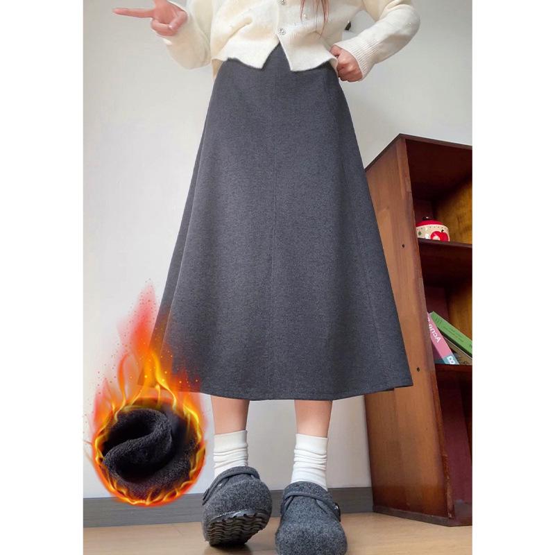 2026 Herbst/Winter High-Waist Kaffee Midi-Rock - Vielseitiger A-Linien-Schnitt mit einem figurschmeichelnden breiten Saumdesign