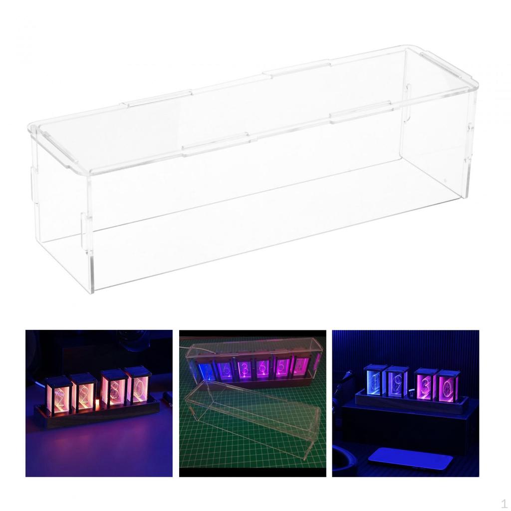 Nixie Tube Clock Clear Acrylic Dust Cover Display Box Durable Dustcover for Organizing Toys