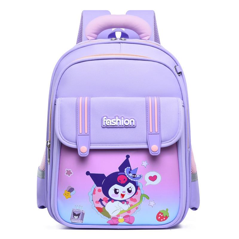 Cartoon Kuromi Ultraman Pattern Kids School Backpack For Elementary Students With Lightweight Oxford Fabric Purple