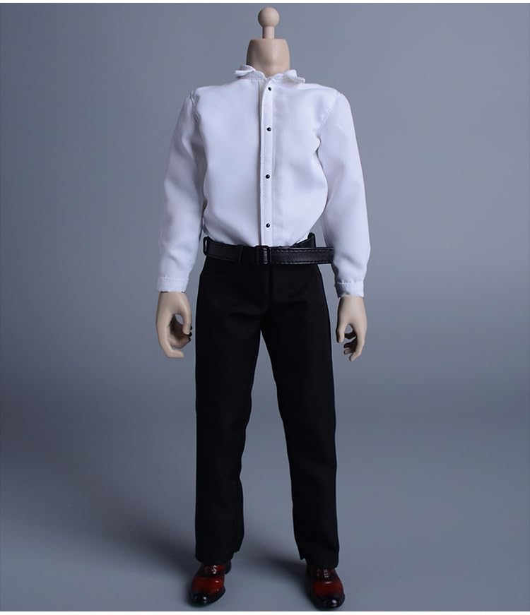 [ADWOA] 1/6 Scale Figure Accessories/Men's Suit Outfit Set (Head and Body Not Included) Black [Product Contents]: Suit + Shirt + Pants + Belt