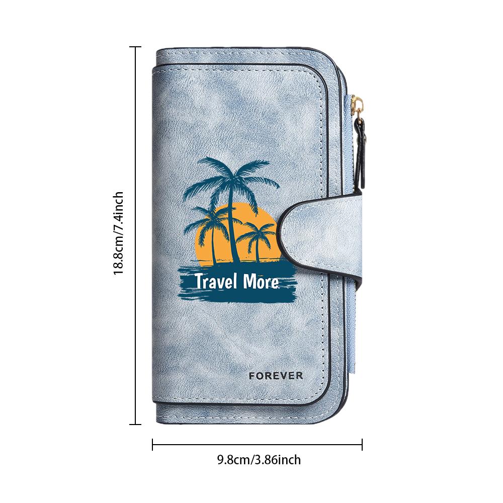 Travel More Long Wallet Multi Card Holder Fashion Casual Portable Durable Daily Use Purse for Women Men