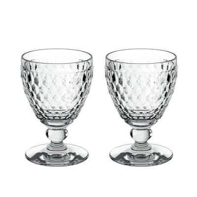 Officially Imported Villeroy & Boch "Boston" Wine Glasses, Clear, Pair, Approx. 8cm Diameter X 12cm Height, Approx. 200ml Capacity, Perfect for Celebr