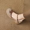 2026 Summer Retro Round Head Thick Bottom Hollow Women's Sandals Fashionable Slimming and Height Increasing Hollow Breathable Sandals for Women