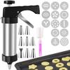Stainless Steel Cookie Press Gun Kit with 13 Press Discs, 8 Icing Tips & Cleaning Brush, DIY Biscuit Maker, Cake Icing Decoration, 22x 15x 5.6cm
