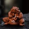 Chinese Yixing Purple Clay Tea Pet Lucky Golden Toad Ornaments Handmade Tea Figurine Crafts Tea Ceremony Desktop Decoration