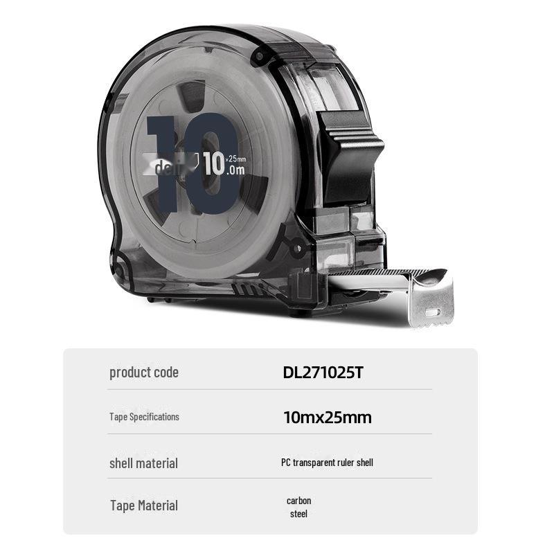 Durable Transparent Tape Measure - Electroplated Carbon Steel Ruler, No Paint, for Woodworking, Available In 3m, 5m, 10m Lengths
