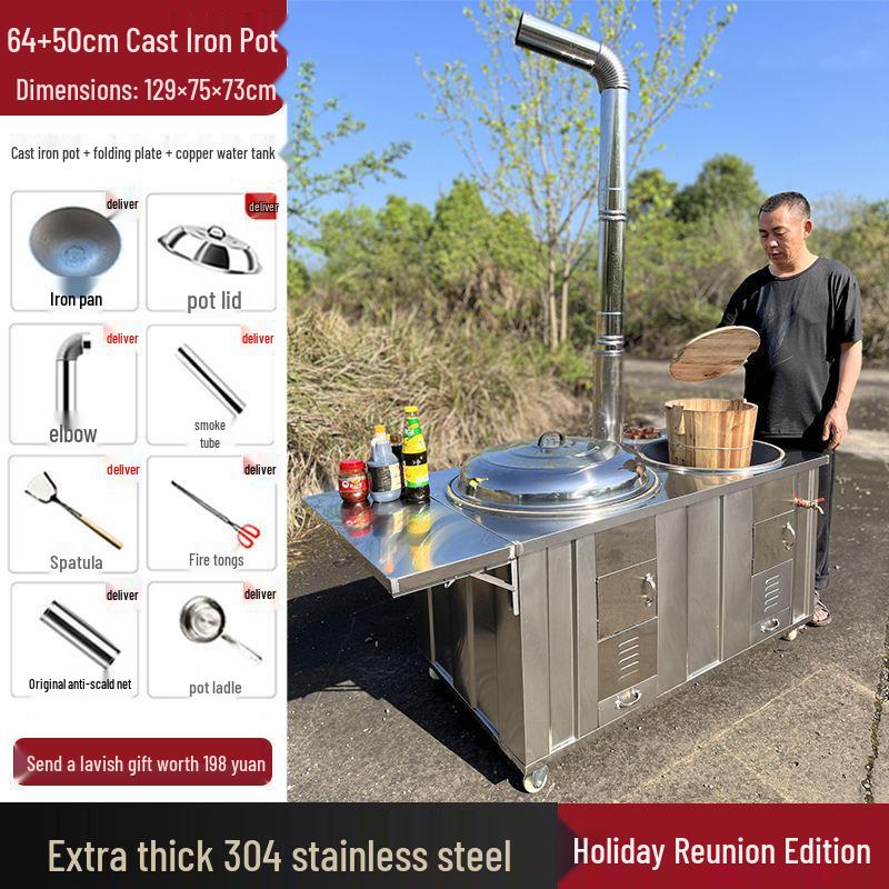 Smoke-Free Stainless Steel Wood-Burning Firewood Stove for Outdoors