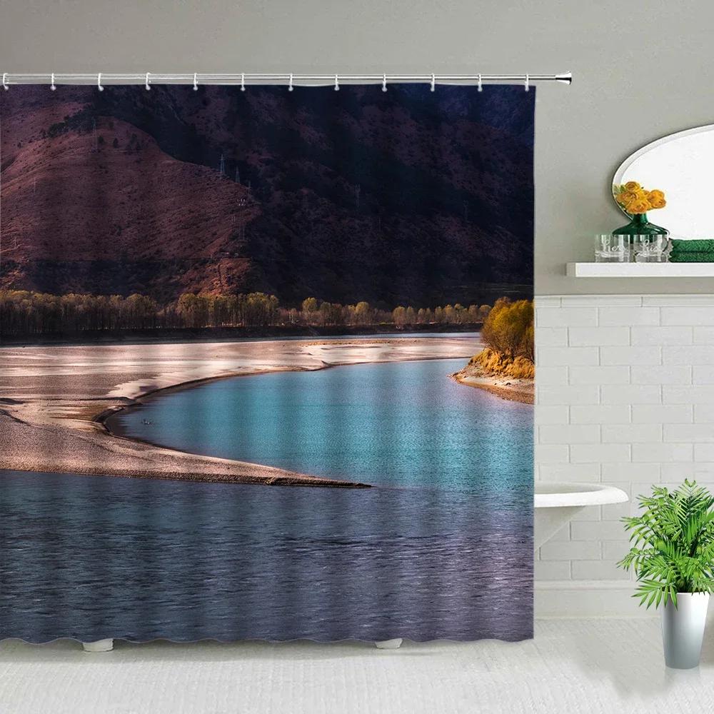 Forest Pathway Print Water-Resistant And Mildew-Resistant Shower Curtain With Nature-Inspired Design For Serene Bathroom Decor