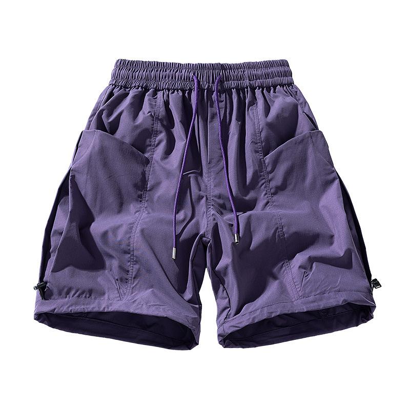 Men's Spring and Autumn Style Outdoor Versatile Functional Multi-bag Casual Five-point Pants Work Pants Pure Color