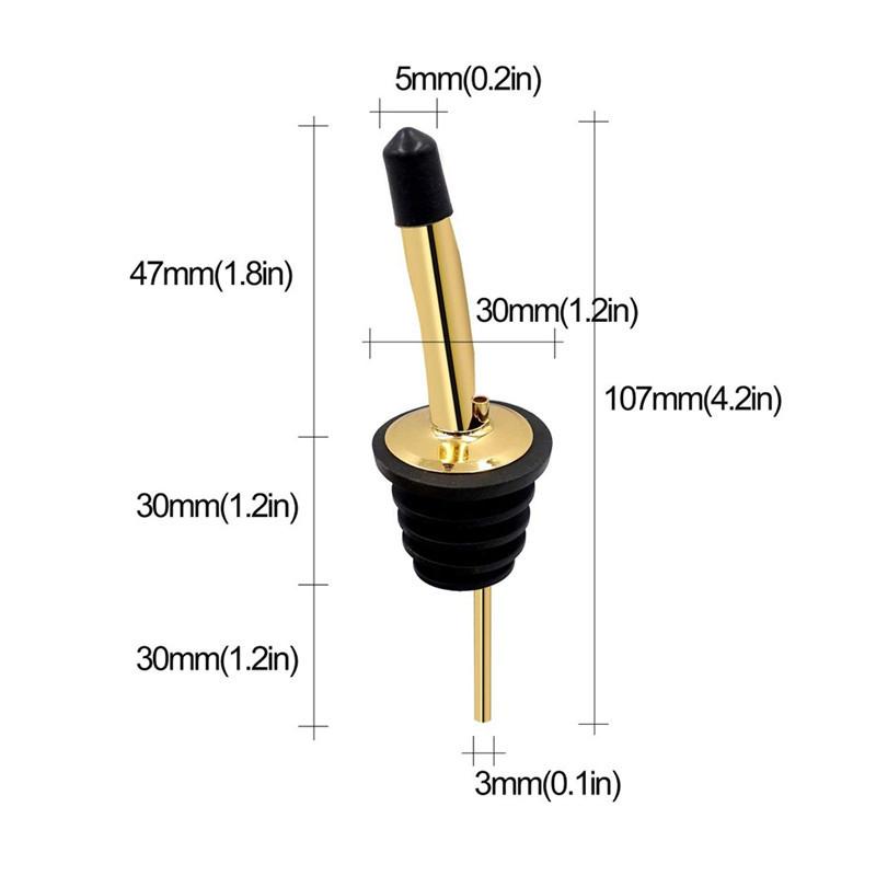 Gold Stainless Steel Wine Pourers Liquor High Quality Liquor Pour Spouts with Cap Covers Leakproof Design for Bars, Clubs