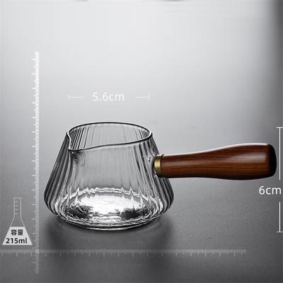 Japanese Side Wooden Handle High Borosilicate Stripe Glass Tea Dispenser Fair Cup Chahai Kung Fu Tea Ceremony Tea Set