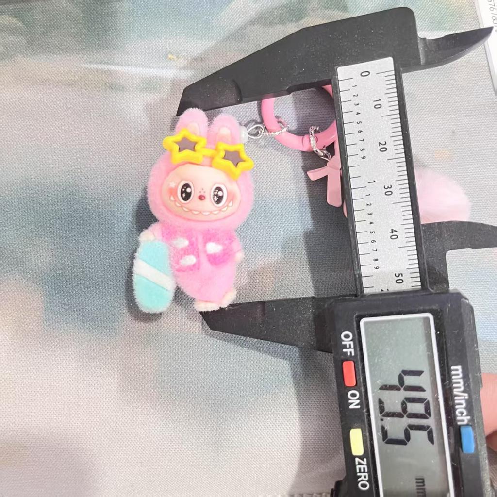 Tide Play Flocking Cute Doll Keychain Pendant Mini Car Desktop Ornament