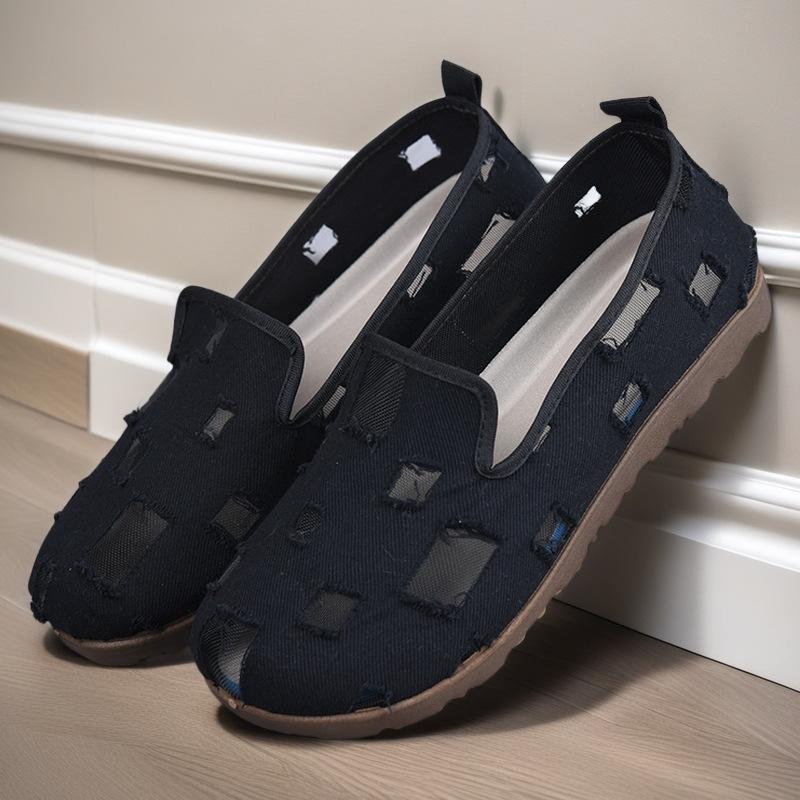 

Тканевая обувь Женская Хлопково-льняная подкладка Впитывающая пот Дышащая Обувь на плоской подошве Удобная Легкая Нескользящая 40 чёрный