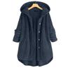 Women's Button Plush Hooded Double-faced Fleece Sweatshirt Fashionable Mid-length Coat
