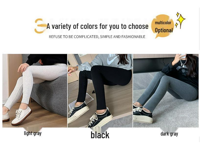 Korean Fashion High-Waist Black Ribbed Cotton Leggings – Slimming & Hip-Lifting