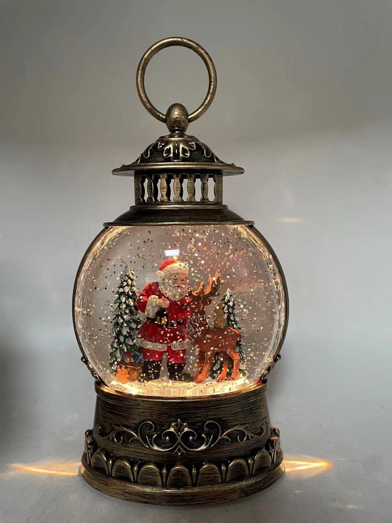 Christmas Snow Globe Lantern Music Box Toy for Tabletop Festival Decor Santa Claus