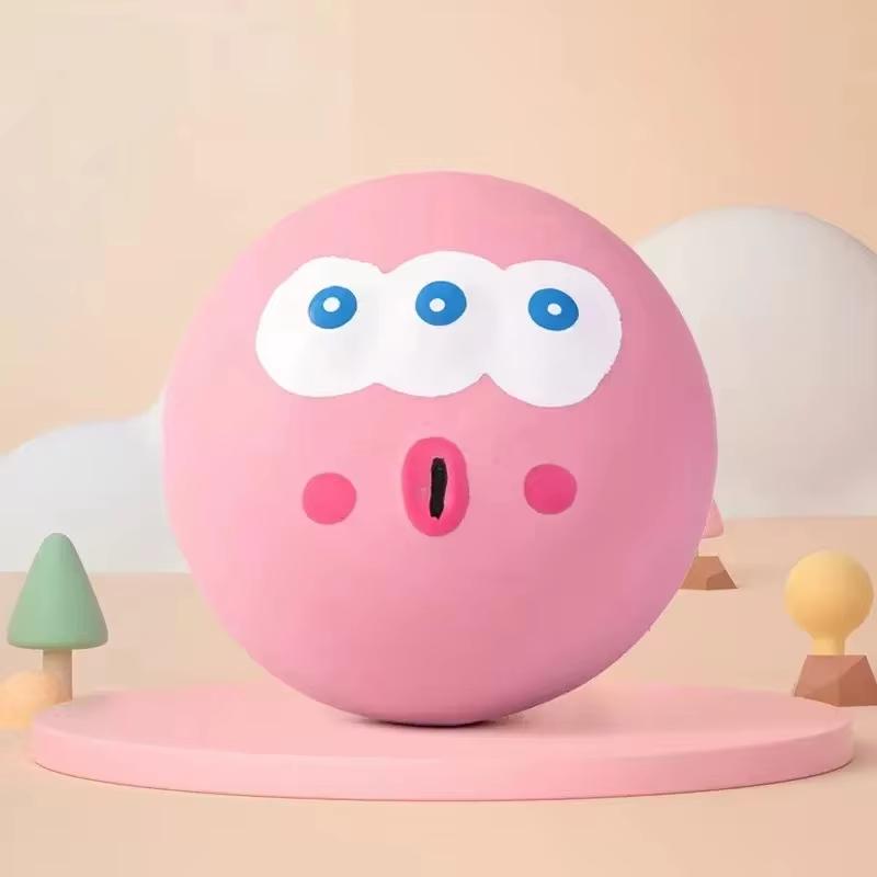 

Pet Squeaky Toys Pet Ball Toys Dog Chewing Rubber Ball Cleaning Tooth Dog Chew Toy For Dogs Bite Resistant squeak Pet Supplies розовый