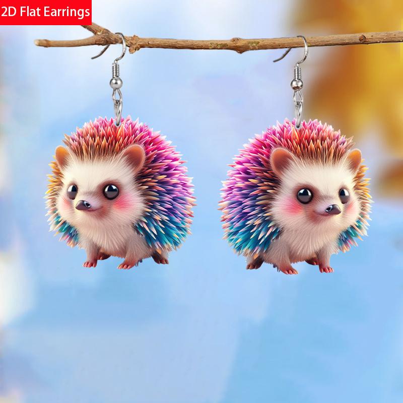 Cute Colorful Hedgehog/Parrot Acrylic Earrings for Women Chic Personality Earrings Cool Earrings Animal Earrings Charming Evergrande Earring