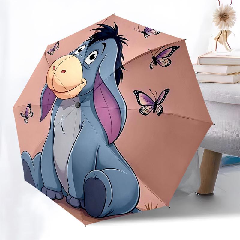 Winnie and Friends Themed Travel Umbrella-8 Ribs Automatic Opening and Closing, Portable Folding Design, Compact and Stylish Umbrella Suitab