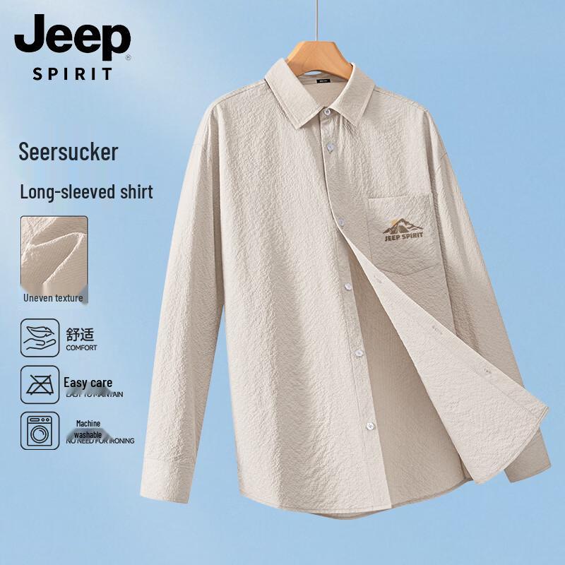 JEEP SPIRIT Men s 2026 Spring Autumn Breathable Long-Sleeve Shirt L