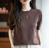 Spring Autumn Women Sweater O-Neck Cashmere Pullover Basic Short Sleeve Clothing Comfort Top Casual Solid