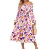 Spring and Autumn Women's Long Sleeve Printed Dress Slim Temperament Mid-Length Dresses