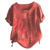 Frühling Herbst Tasten Große Größe Bluse frauen Tops Lose Rundhals Kurzarm Blumen Druck Shirts