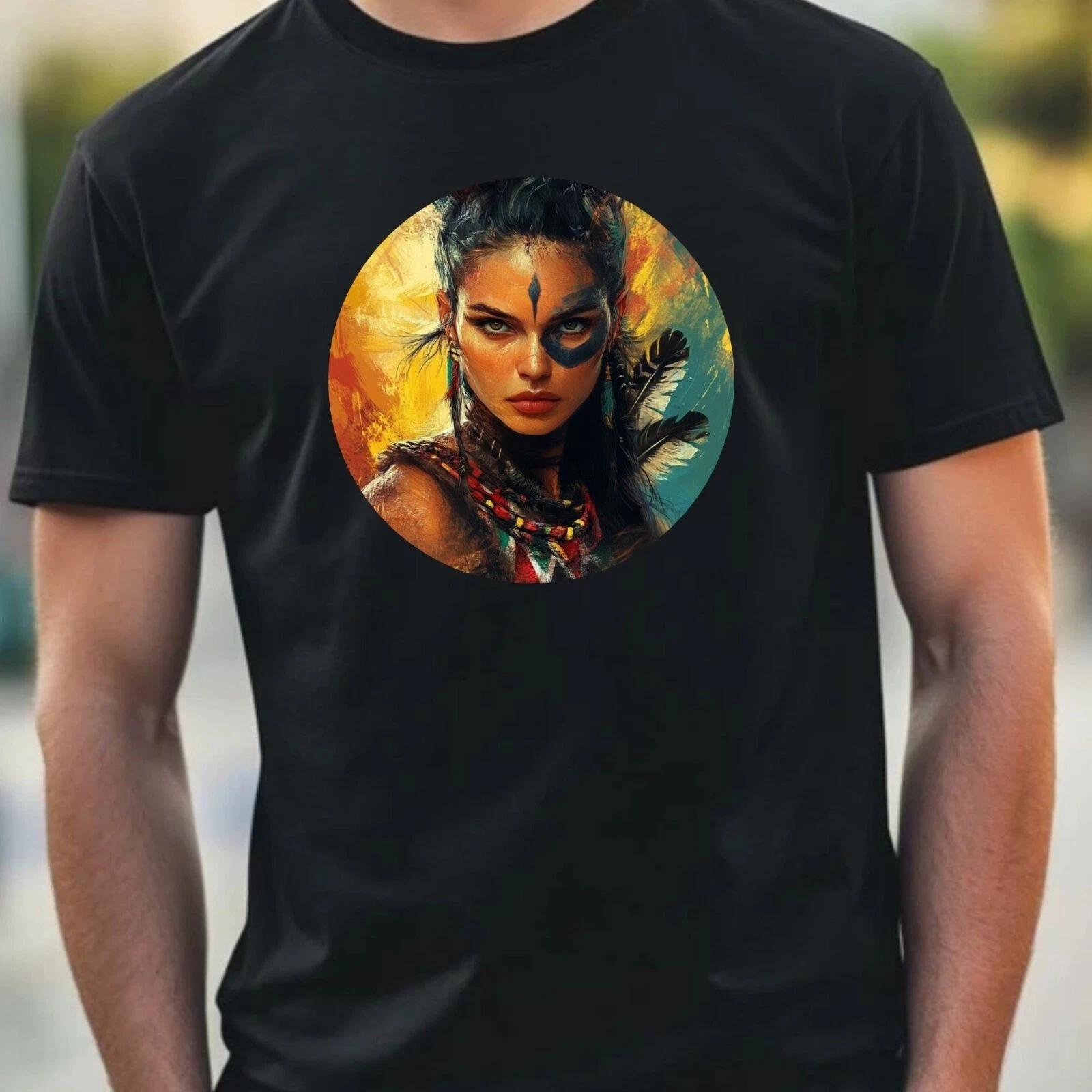 T-Shirt Herren Kriegerin Portrait Motiv Baumwolle Größe XS bis 5XL M