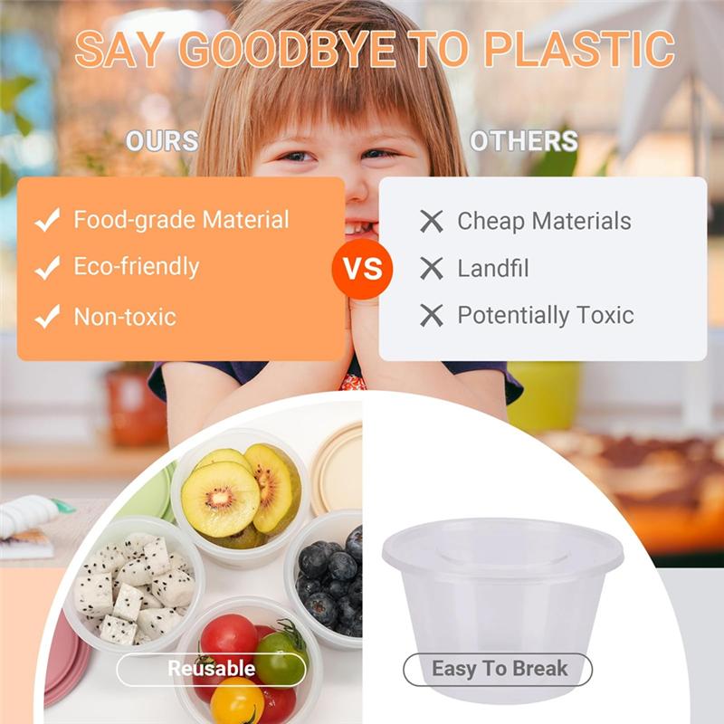 A25F-Small Silicone Snack Containers 4 Pack 4 Oz Reusable Food Storage Containers Bento Lunch Pots With Lids