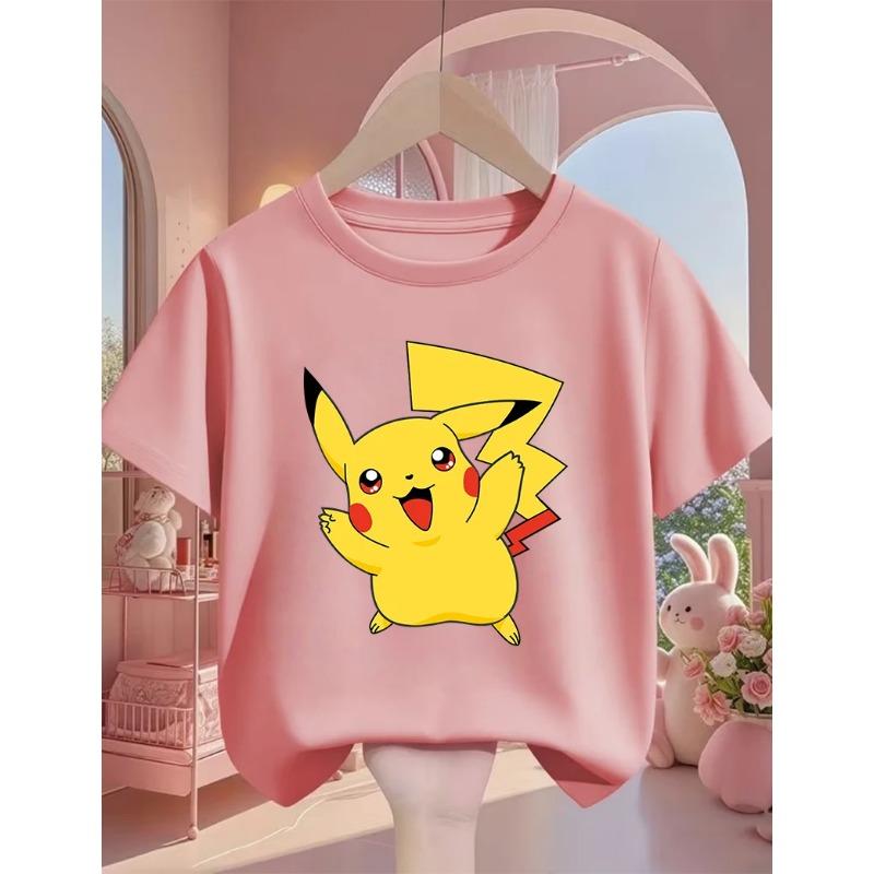 Pikachu Kids T Shirt 3-14Y Boys Girls Summer Cute Kawaii Crew Neck Fashion Street Hot Cartoon Casual Children
