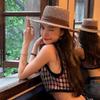 Straw Flat Top Top Hat Children Old Money Style British Fashion Travel Holiday Hollow Sun Hat