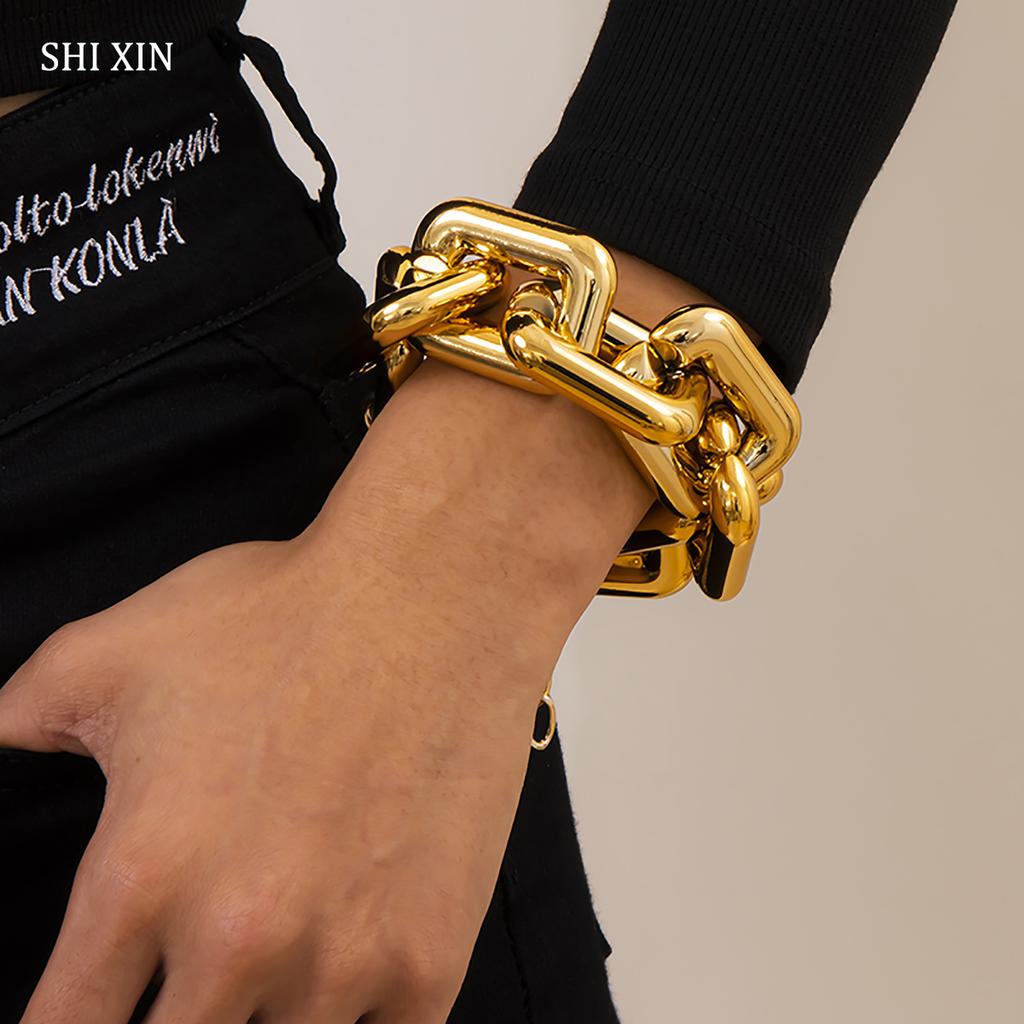 SHIXIN CCB Material Large Chunky Chain Bracelet for Women Hip Hop Big Thick Link Hand Chains Jewelry Trendy Egirl Bracelets 2026