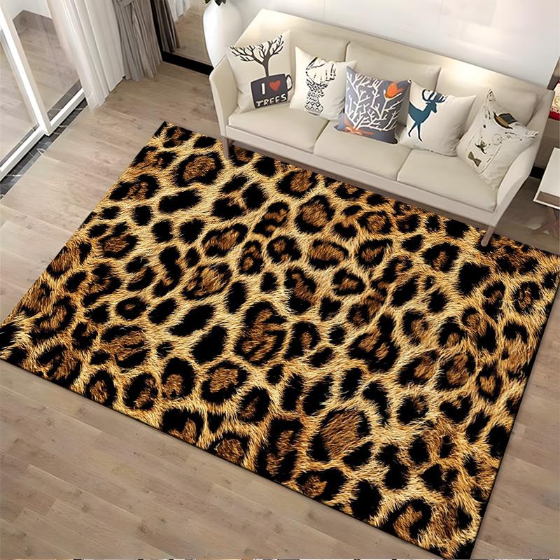Leopard Print Design Rug, Non-slip Rug Suitable for Living Room and Bedroom Sofas