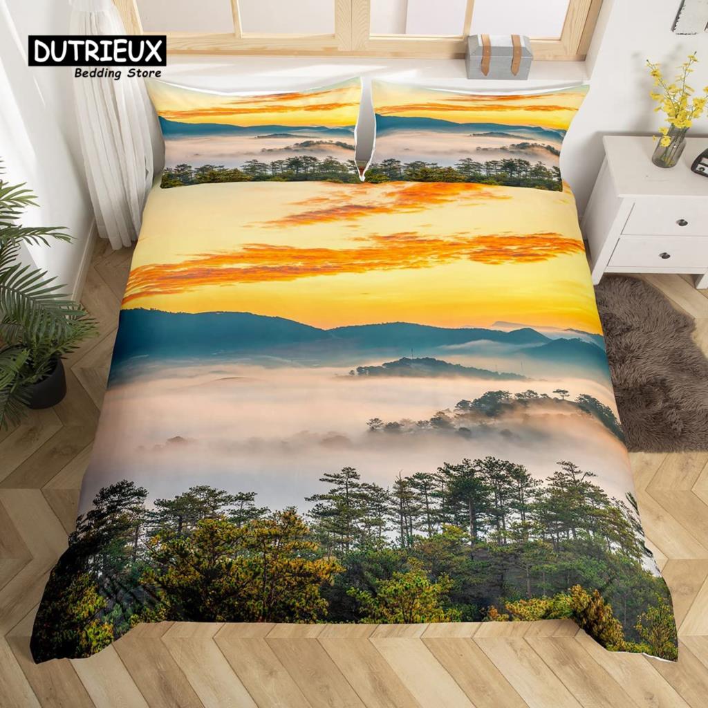 Snow Mountain Duvet Cover Set, 3pcs Bedding Set, Soft Comfortable Breathable Duvet Cover, For Bedroom Guest Room Decor