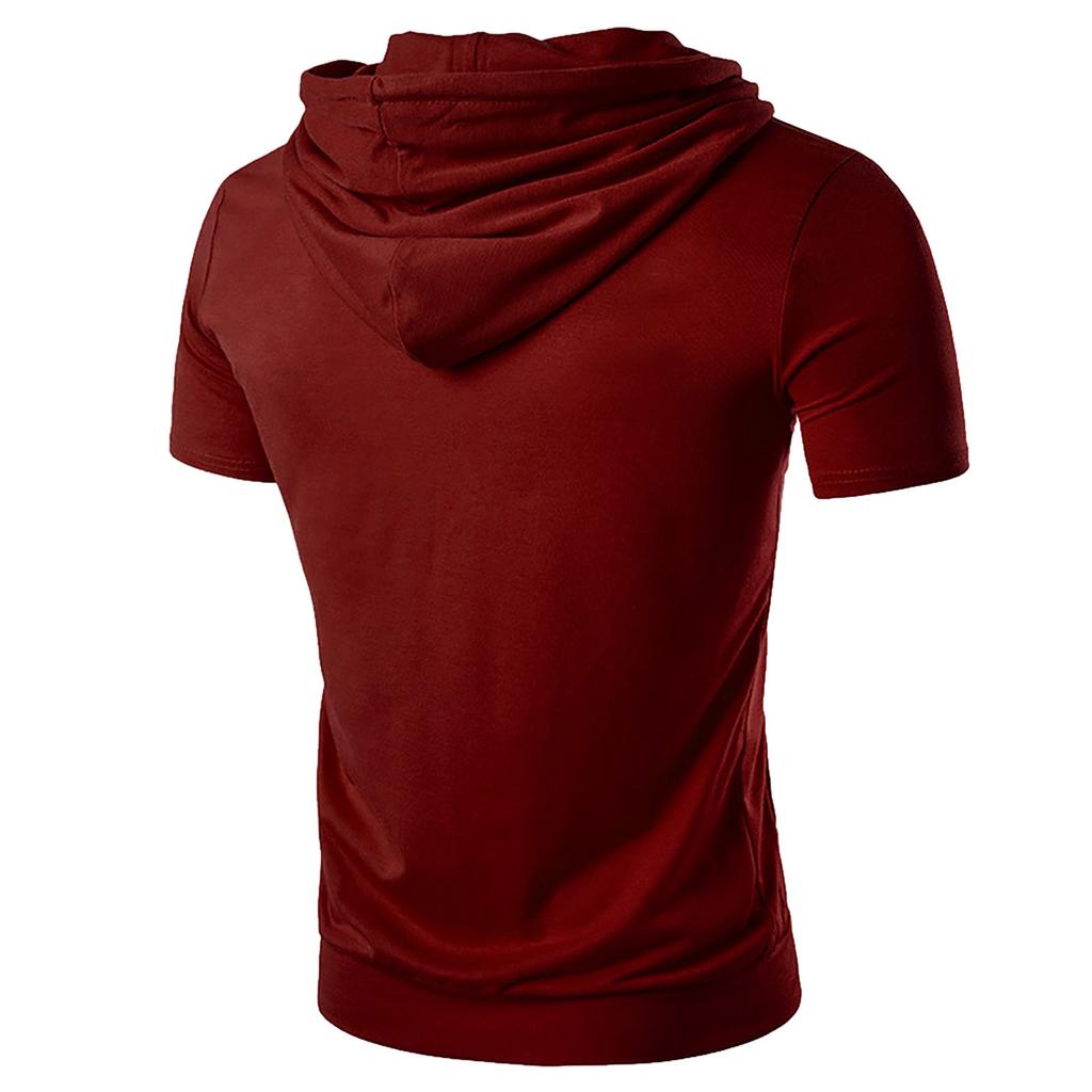 Men's Sport Casual Short Sleeved Hooded Vest Gym Fitness Running Workout Sweatshirt Sportswear Pullovers