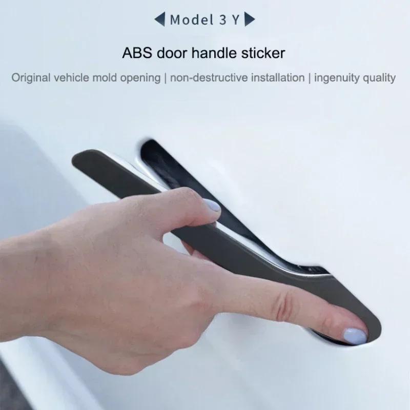 4-piece Set of Door Handle Protectors for Tesla Model Y Juniper Model 3 Highland 2025 ABS Door Handle Stickers Durable Car Part
