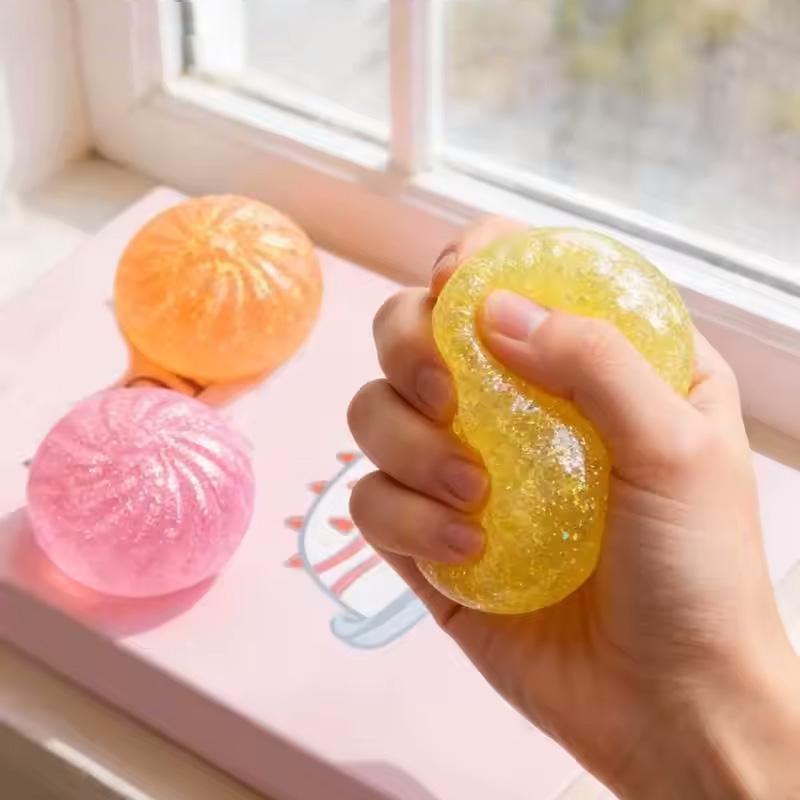 Mini Dumpling Bun Decompression Ball Pink With Steamer Basket Glitter Colored Shaped Venting beads Round Sensory Bouncy Durable Elastic