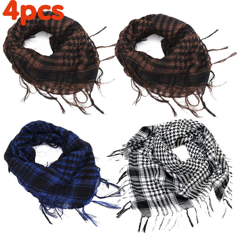 134Pcs Unisex Lightweight Plaid Fringed Arabian Desert Scarf Soft Tactical Scarf Men Ladies Turban Shawl Airsoft Pain