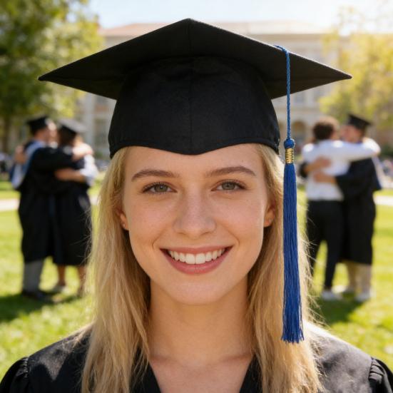 Absolventenhut mit Quaste, verstellbare Größe, leicht, matt, robust, für Abschlussfeiern und Partys