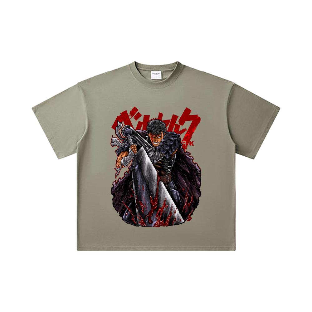 260 GSM Double Yarn 32 Count 100% Cotton Berserk V7 Print Unisex Heavy Cotton T Shirt… More